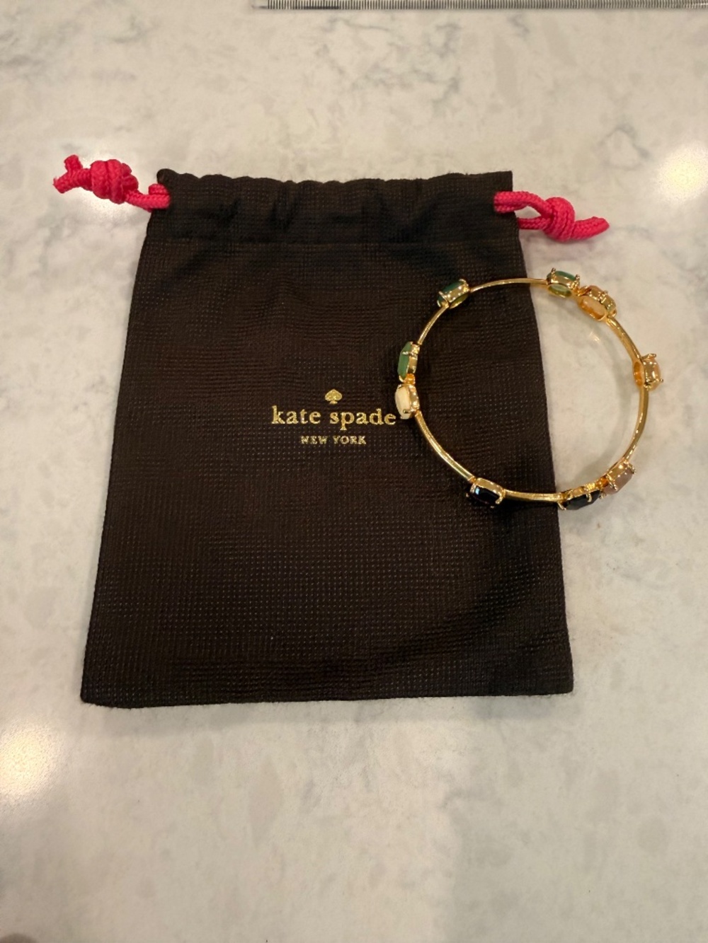 Kate Spade Gold Multicolor Gemstone Bangle Bracelet – NWOT - Picture 2 of 4